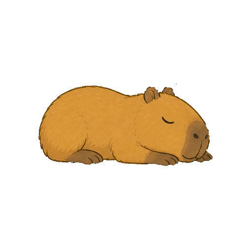 目を閉じて眠るカピバラの全身イラスト