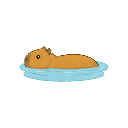 水面をゆっくり泳ぐカピバラのイラスト