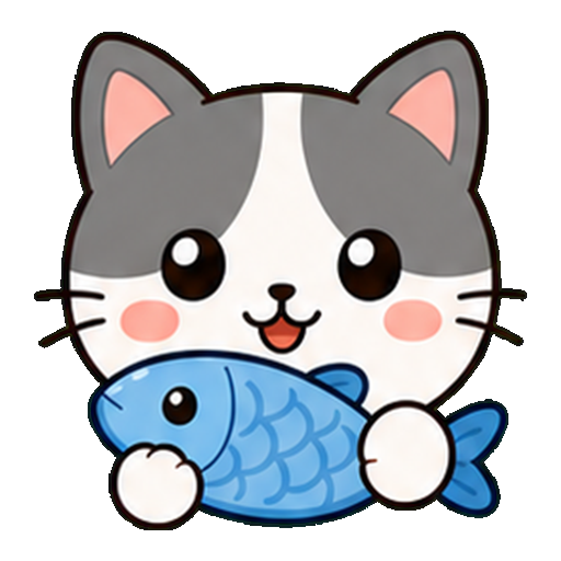 魚を持ったかわいい猫アイコン