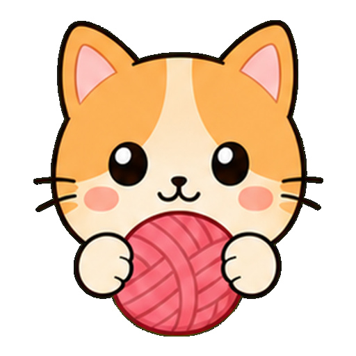 毛糸玉と一緒にいる猫アイコン