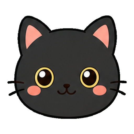 やさしい雰囲気の黒猫アイコン
