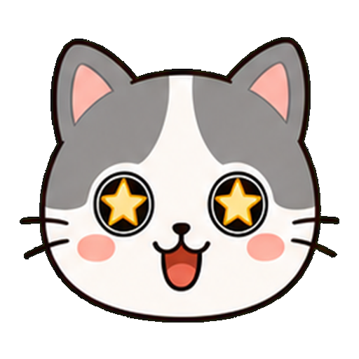 目を星にして喜ぶ猫アイコン