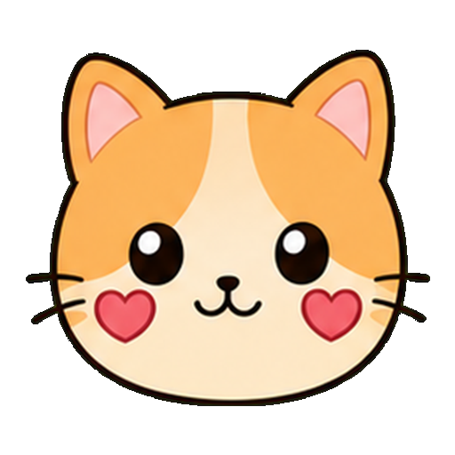 ハートのほっぺが付いた猫アイコン