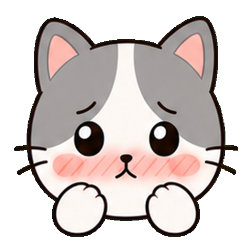 少し照れた表情の猫アイコン