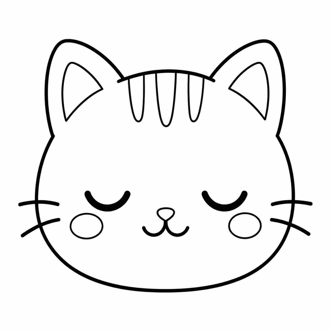 眠い猫のぬり絵用線画