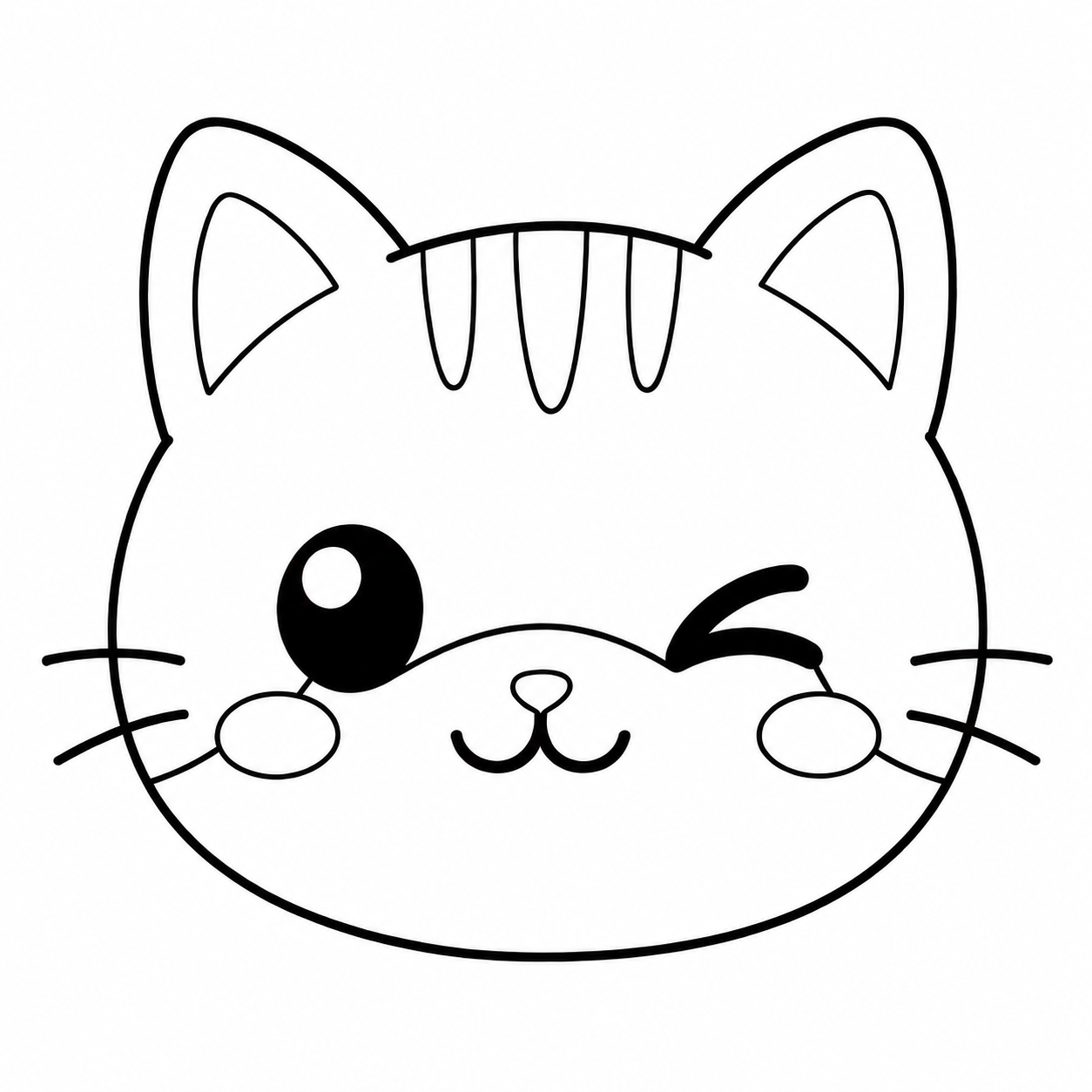 ウインクする猫のぬり絵用線画
