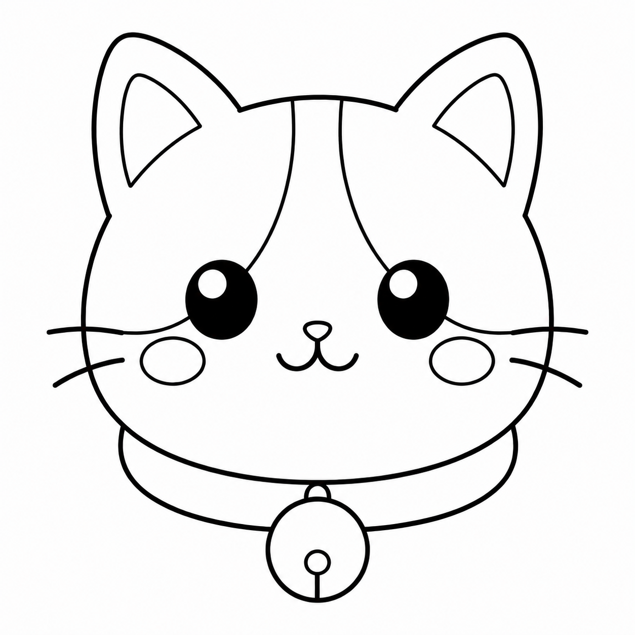 鈴付き首輪の猫のぬり絵用線画