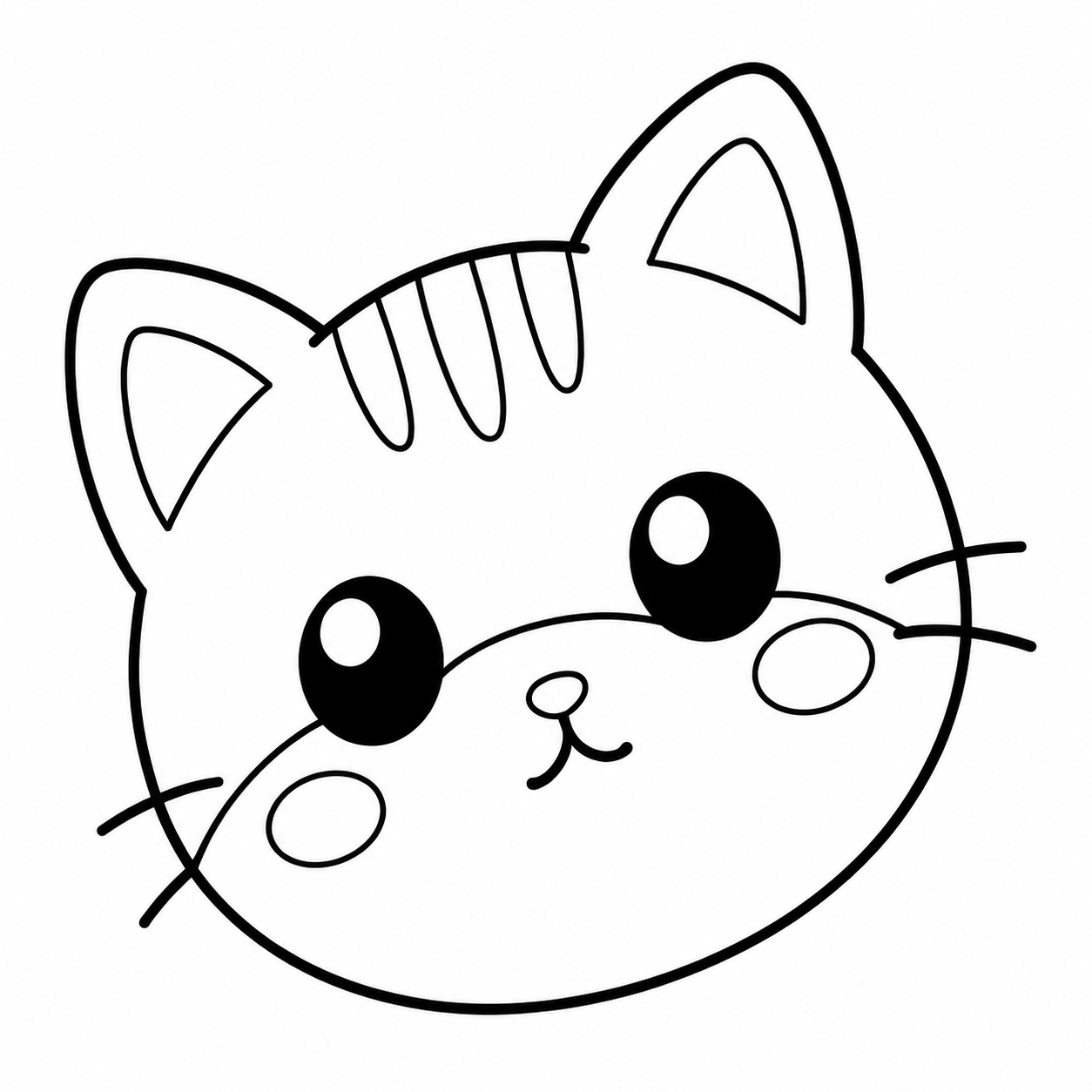 きょとんとした猫のぬり絵用線画