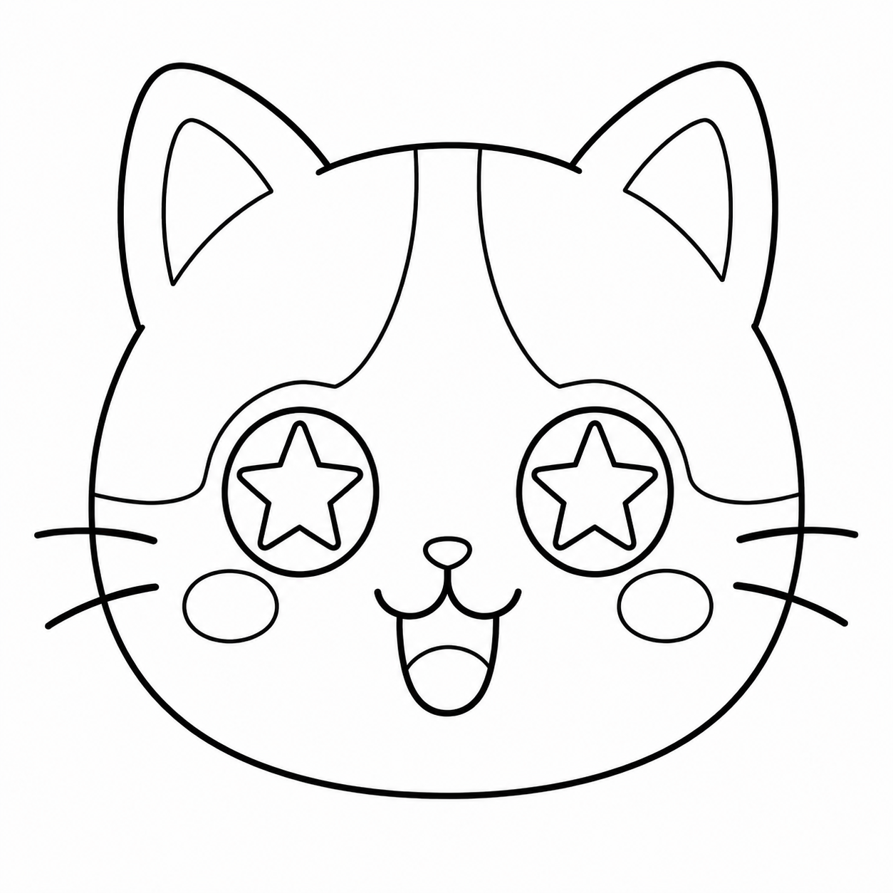 目が星の形をした猫のぬり絵用線画