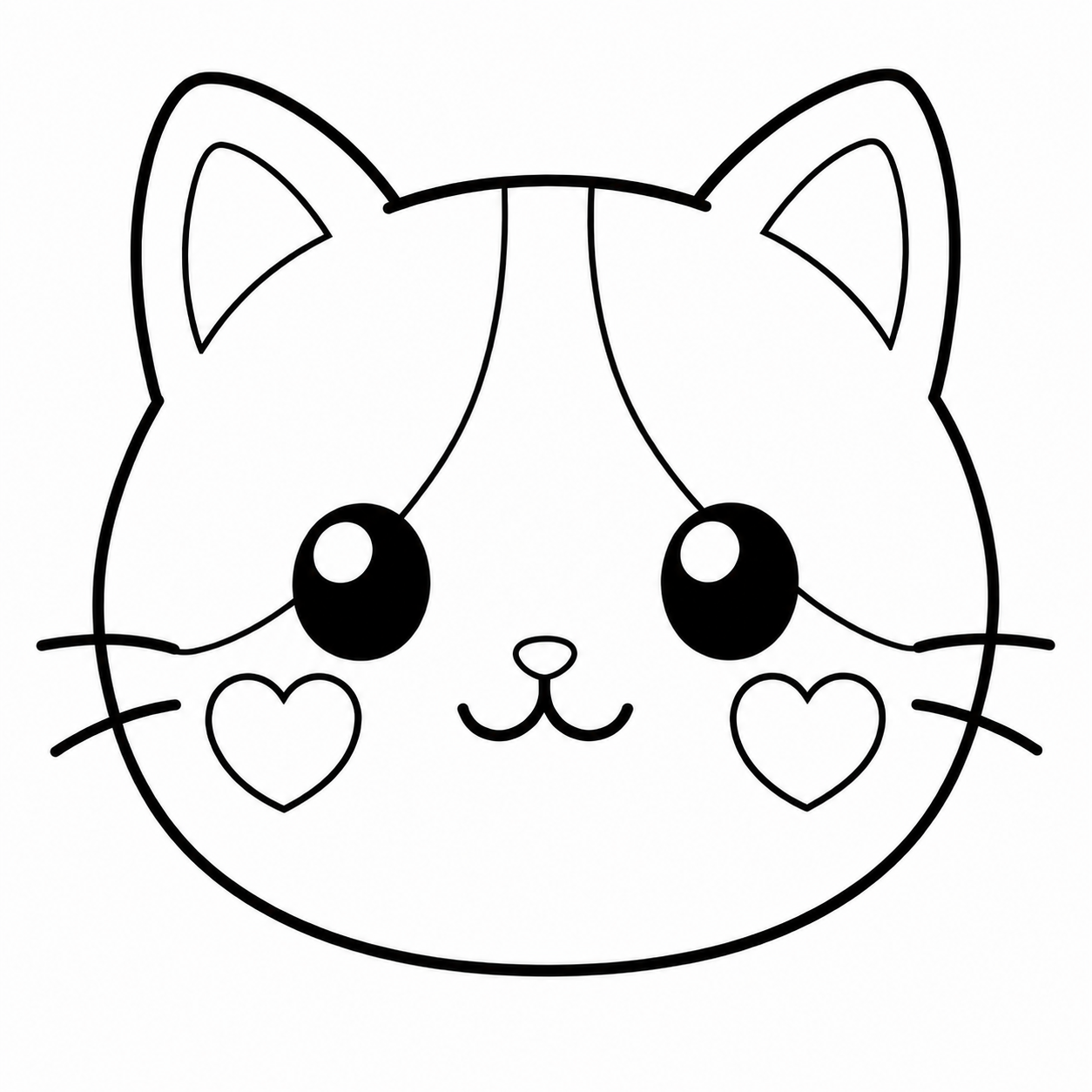ほっぺにハートが付いた猫のぬり絵用線画