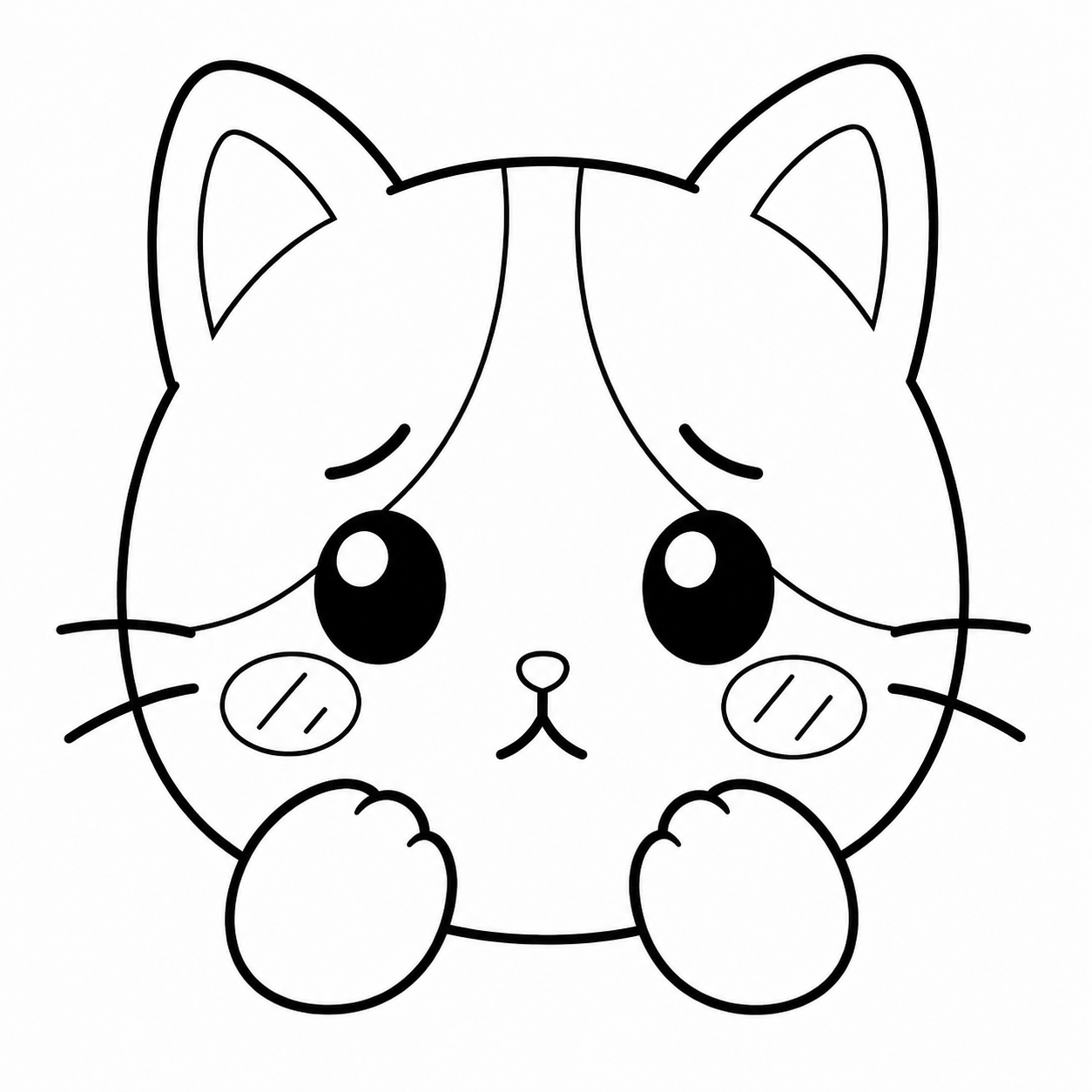 照れた猫のぬり絵用線画