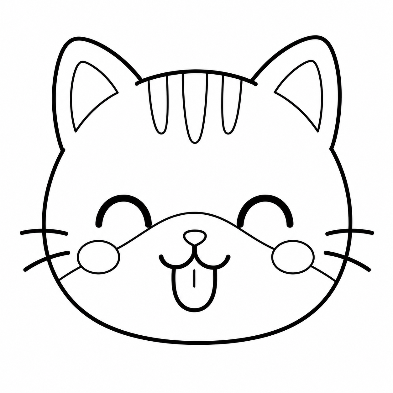 舌を出した猫のぬり絵用線画