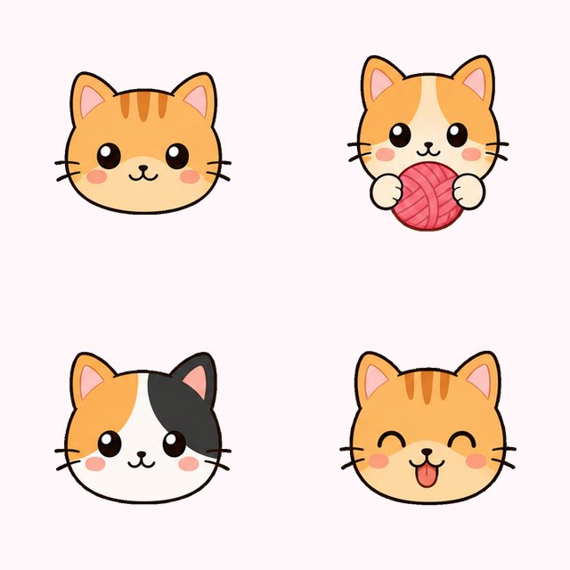 かわいい猫アイコン16個セットの代表画像