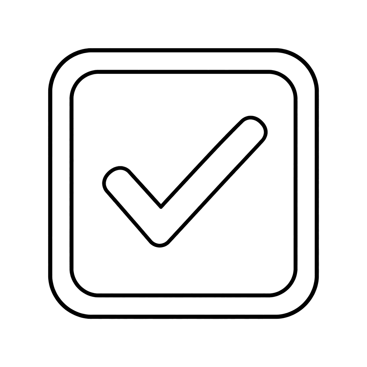 角丸四角チェックのぬり絵用線画