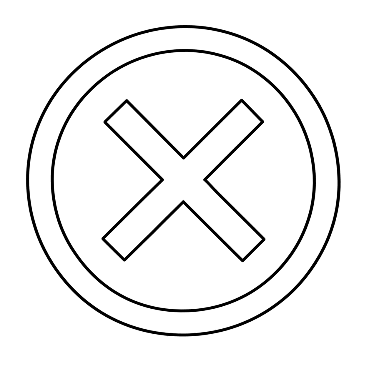 丸囲みバツのぬりえ用線画