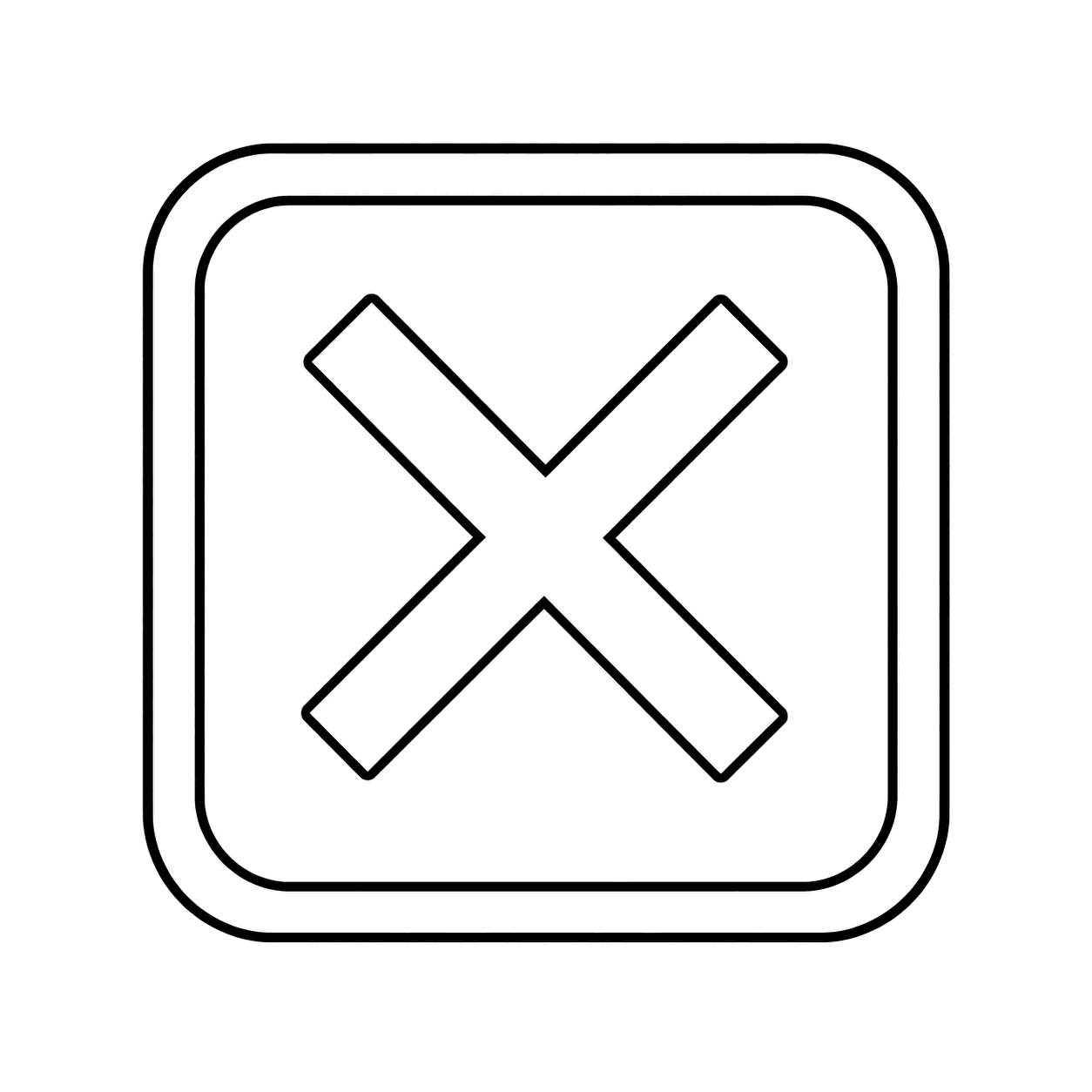 角丸四角バツのぬり絵用線画