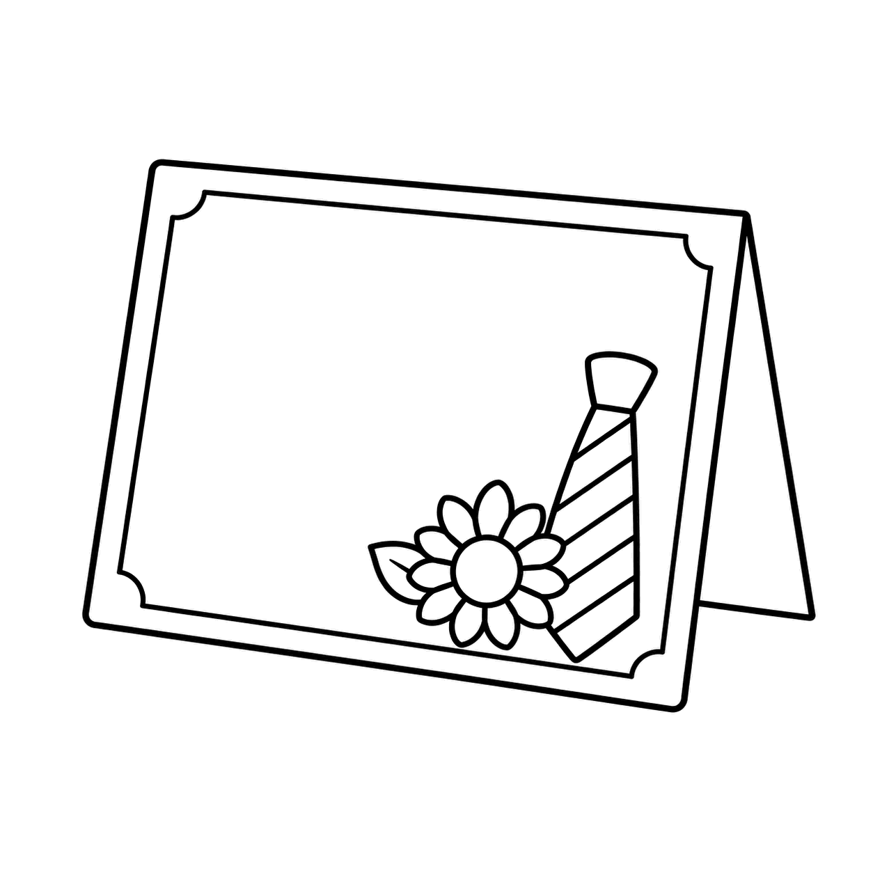 白紙の父の日カードのぬり絵用線画