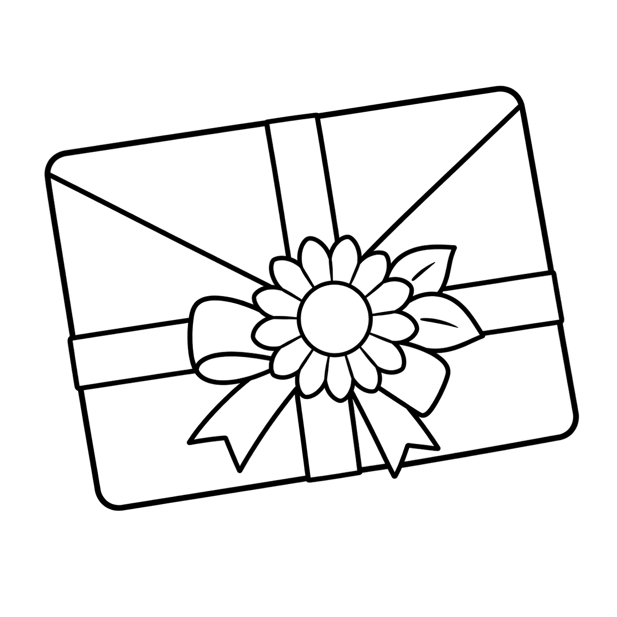 白紙の封筒のぬり絵用線画