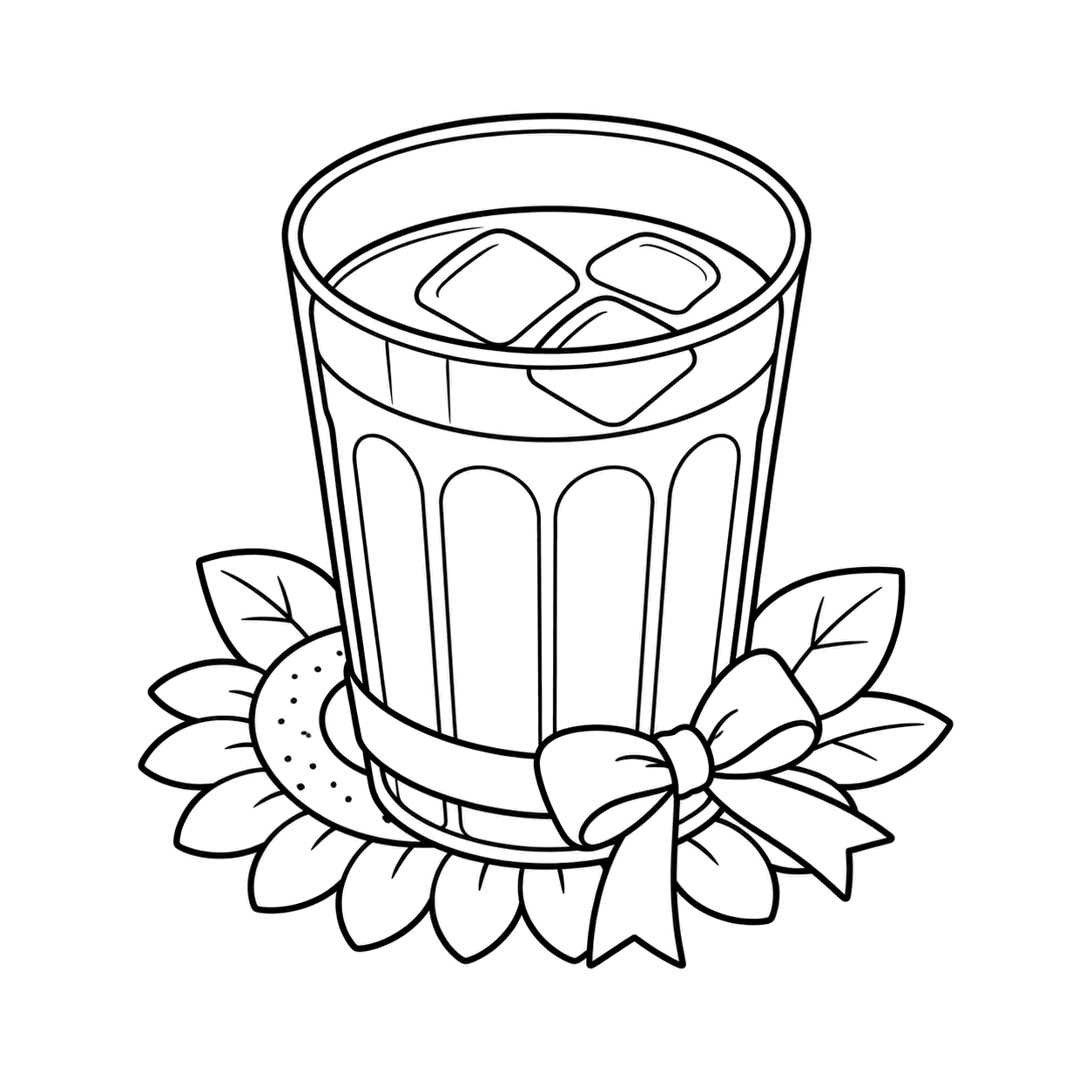 麦茶のグラスのぬりえ用線画