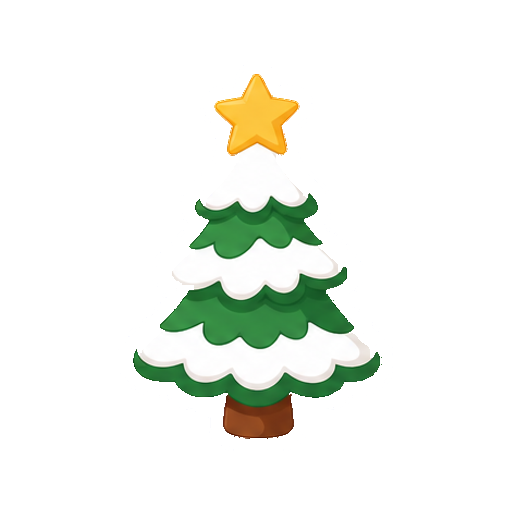 文字がない雪付きクリスマスツリーアイコン