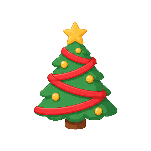文字がない赤いリボンのクリスマスツリーアイコン