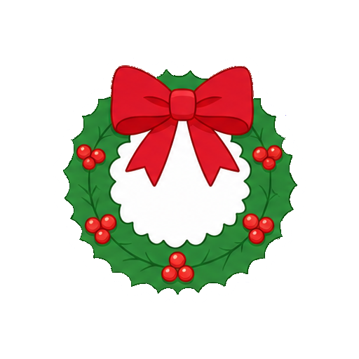 文字がないヒイラギのクリスマスリースアイコン