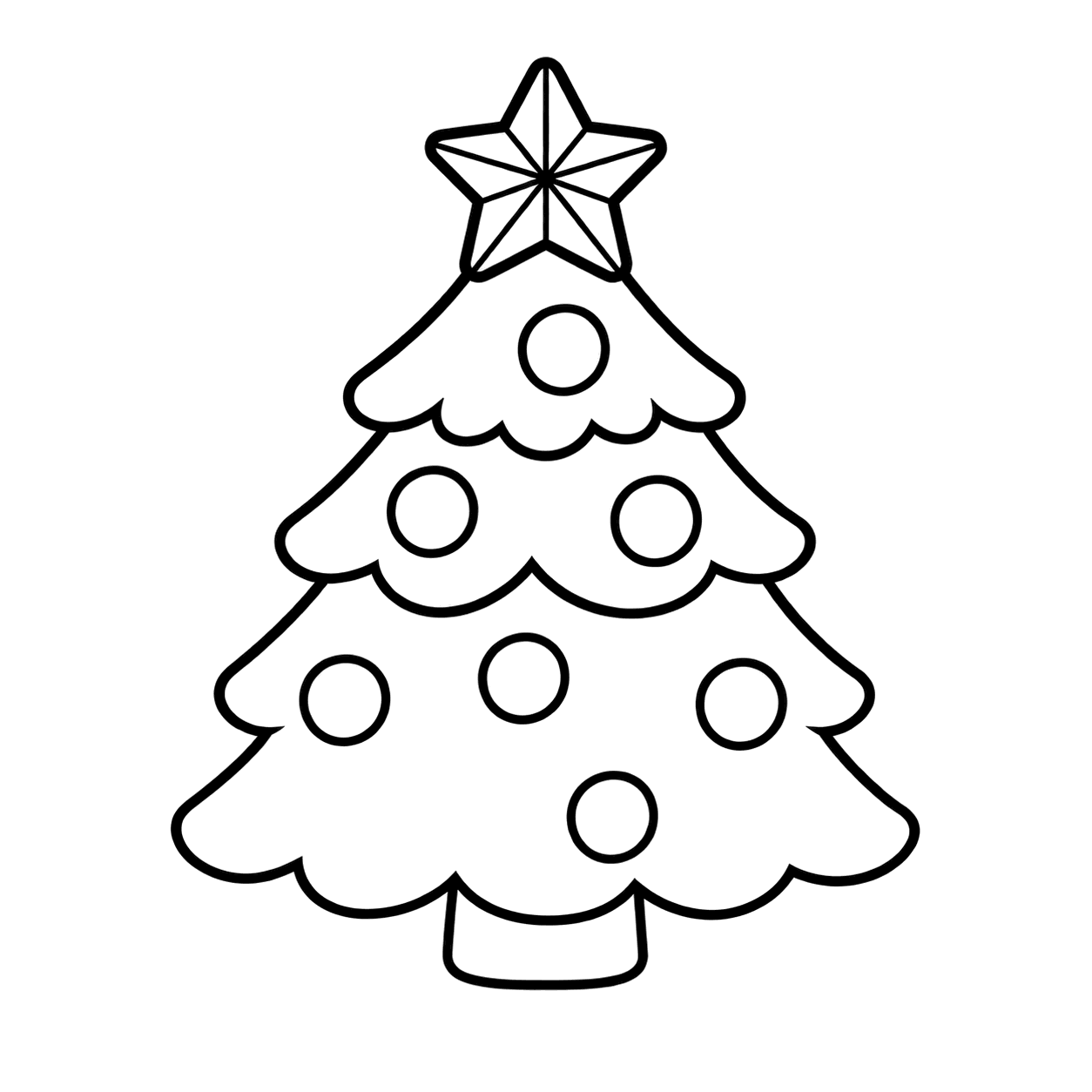 クリスマスツリーのぬりえ用線画（クリスマスのイラスト24点・ぬりえ23種類）