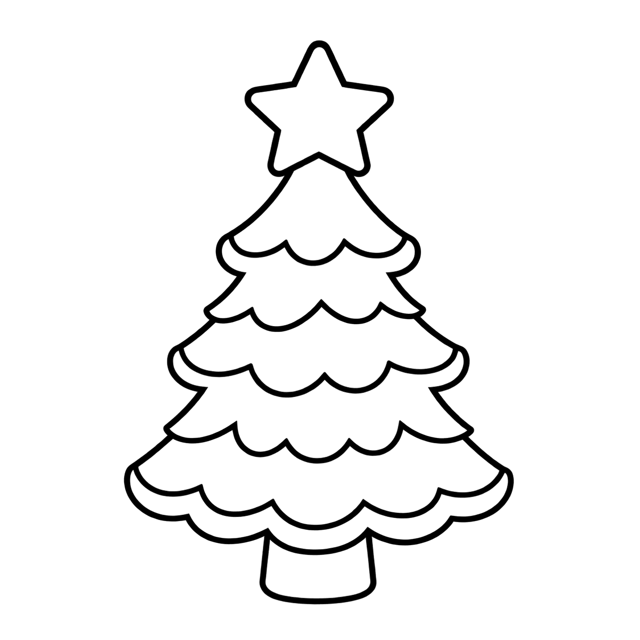 雪付きツリーのぬりえ用線画