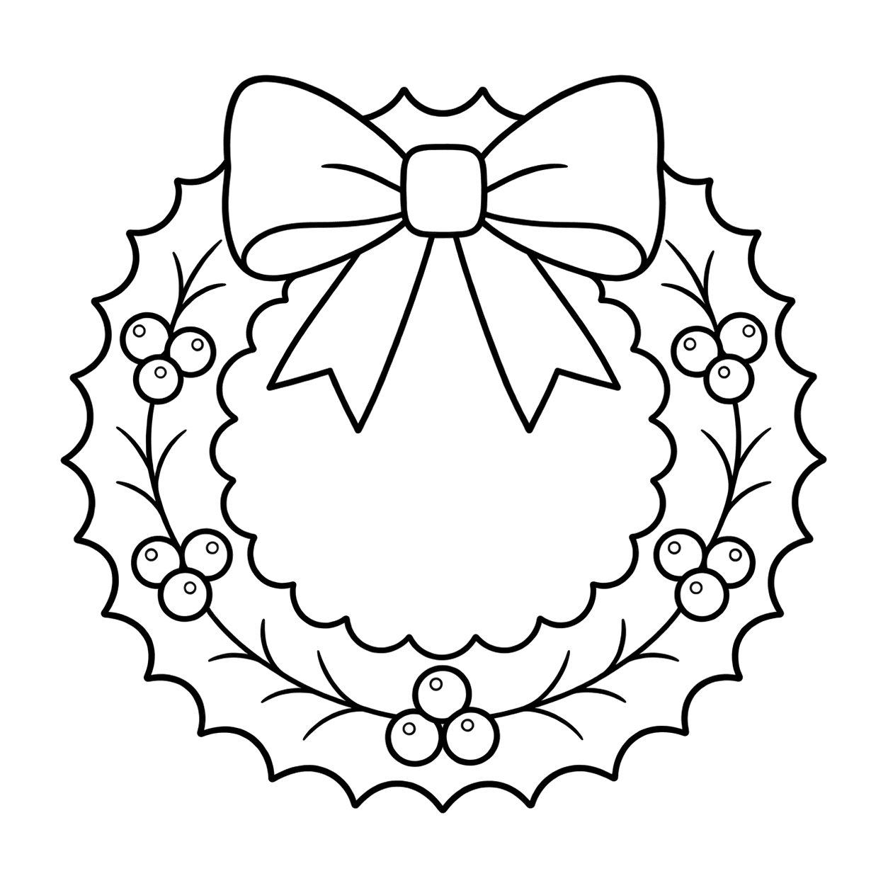 クリスマスリースのぬりえ用線画