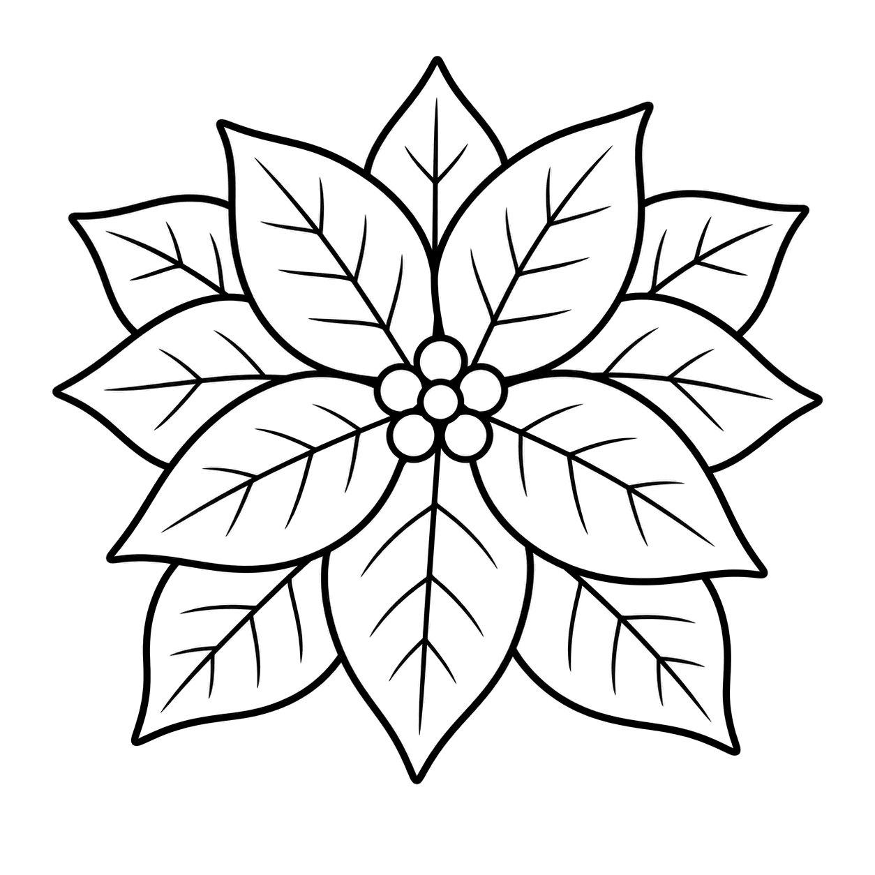 ポインセチアのぬりえ用線画