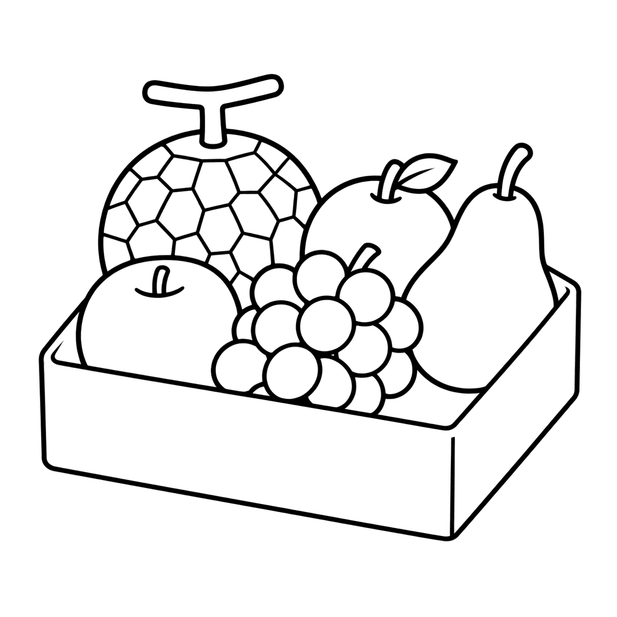 フルーツ詰め合わせのぬり絵用線画