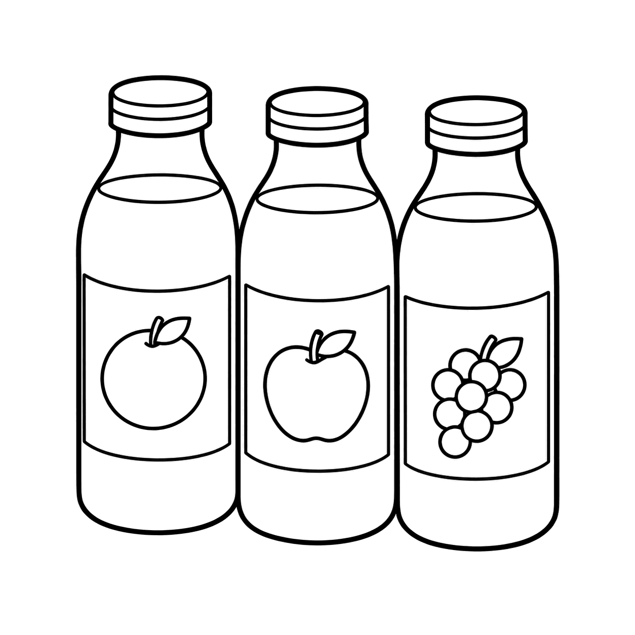 ジュースセットのぬり絵用線画