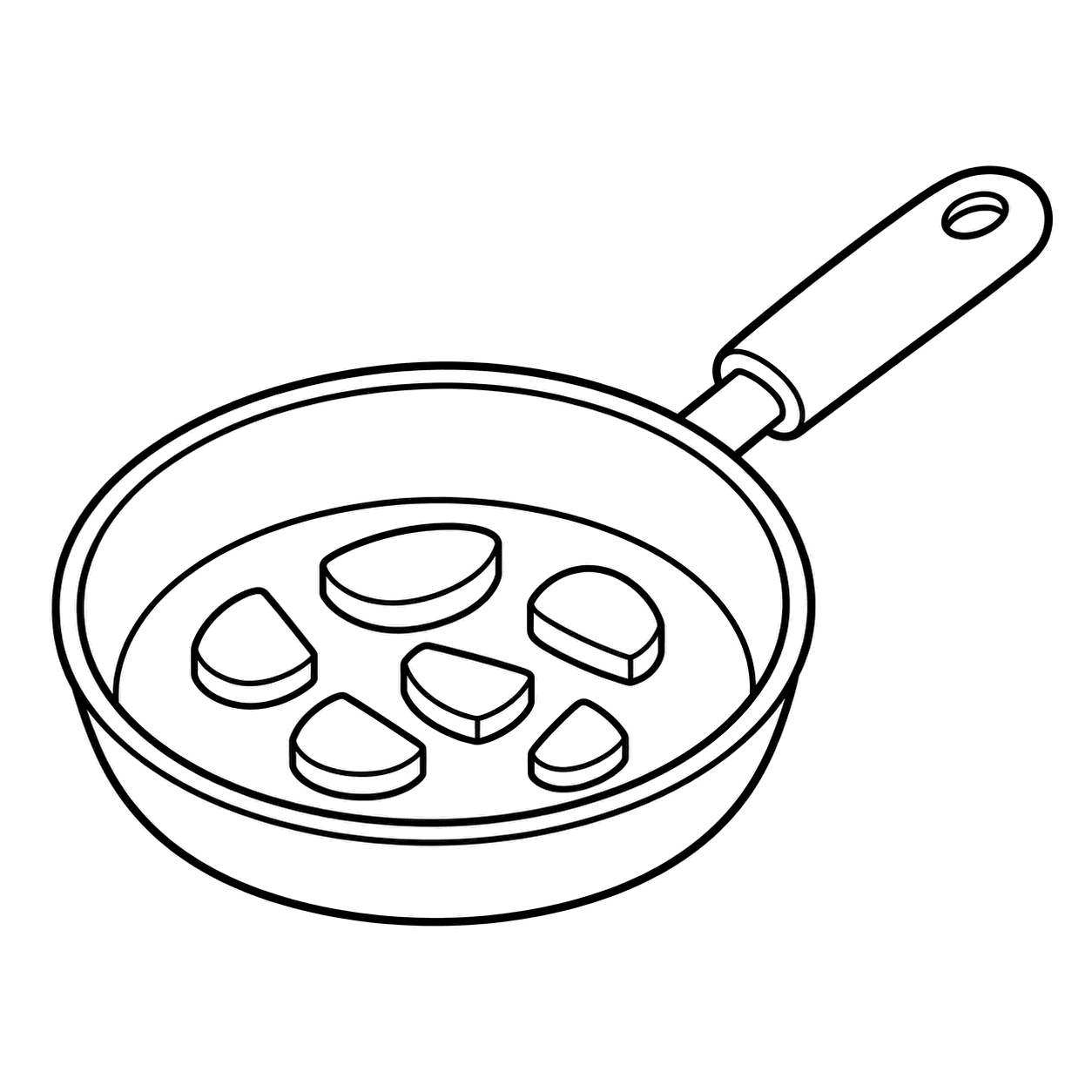 フライパンのぬりえ用線画（料理・キッチン道具アイコン24個・ぬりえ20種類セット）