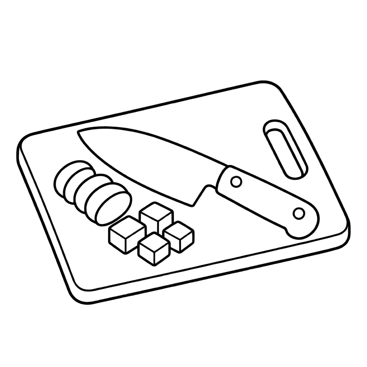 まな板と包丁のぬりえ用線画