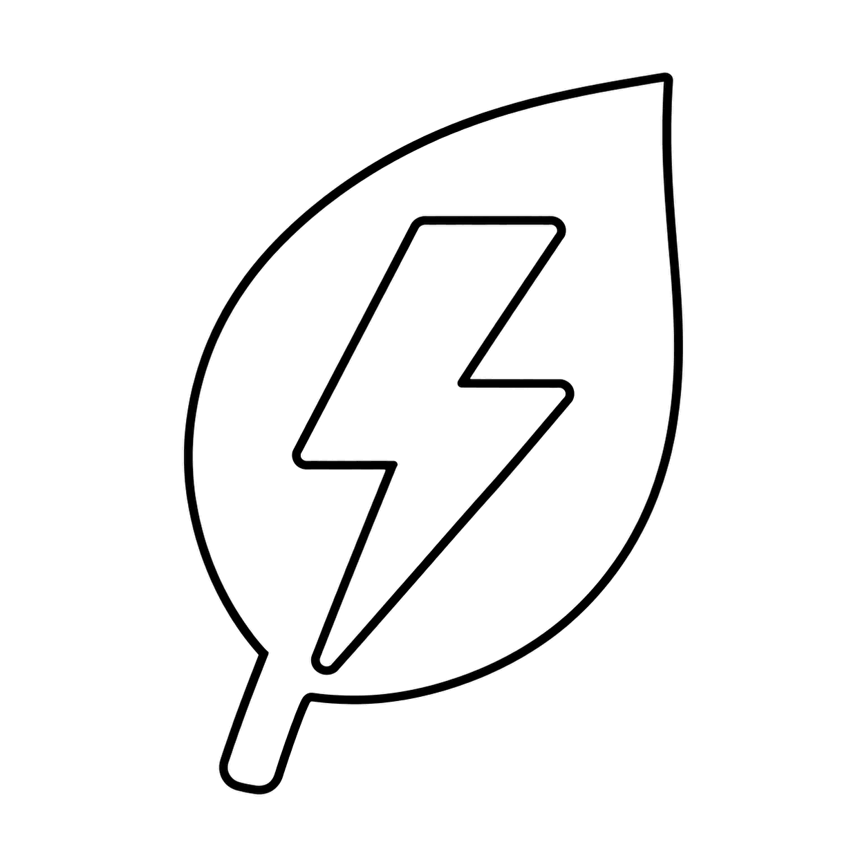 葉っぱと電気のエコマークのぬり絵用線画