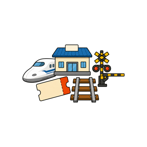 人物や文字がない鉄道セットアイコン