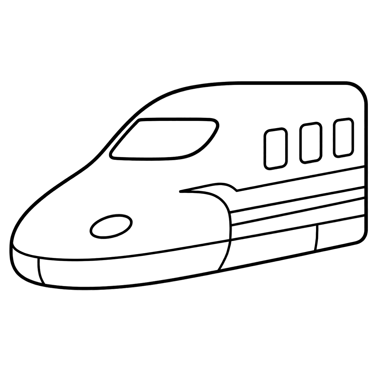 新幹線のぬりえ用線画（電車・鉄道アイコン16個セット）