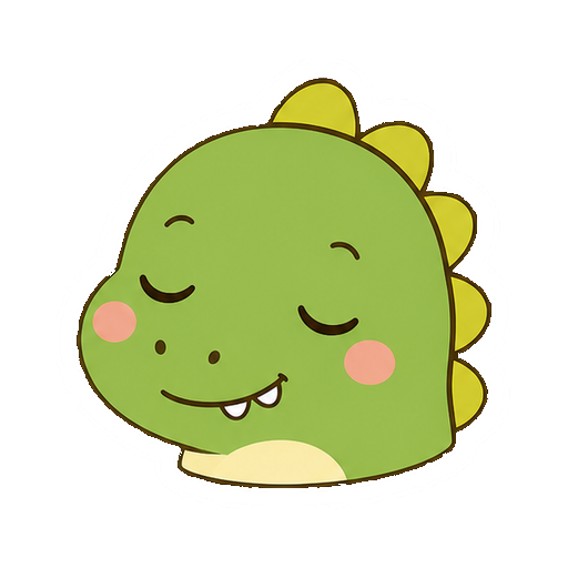 文字や記号がない目を閉じて眠そうなきょうりゅうの顔アイコン