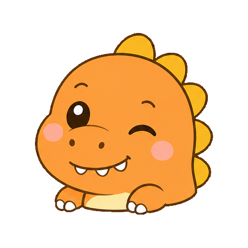 文字がないウインクするきょうりゅうの顔アイコン