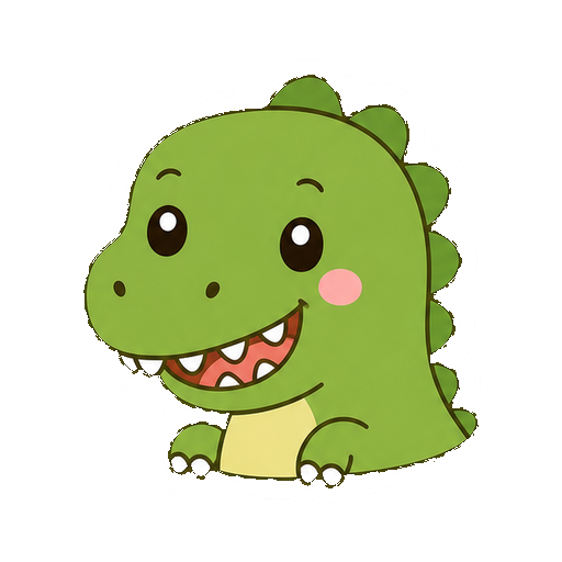 文字がないティラノサウルス風のかわいいきょうりゅうアイコン
