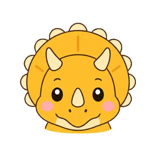文字やロゴがないトリケラトプス風のきょうりゅうアイコン