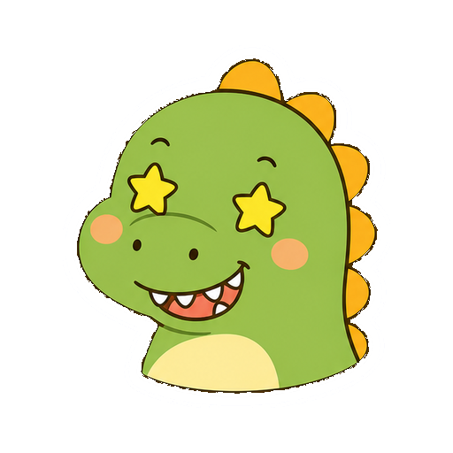 文字がない目を星にして喜ぶきょうりゅうの顔アイコン