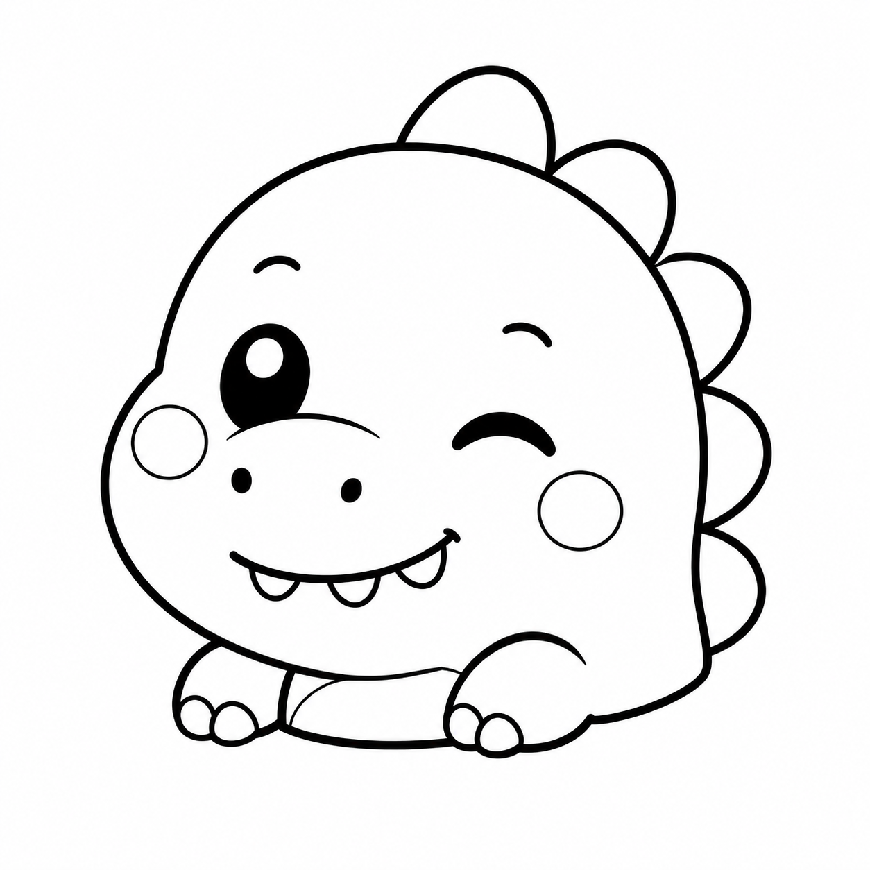 ウインクするきょうりゅうのぬりえ用線画