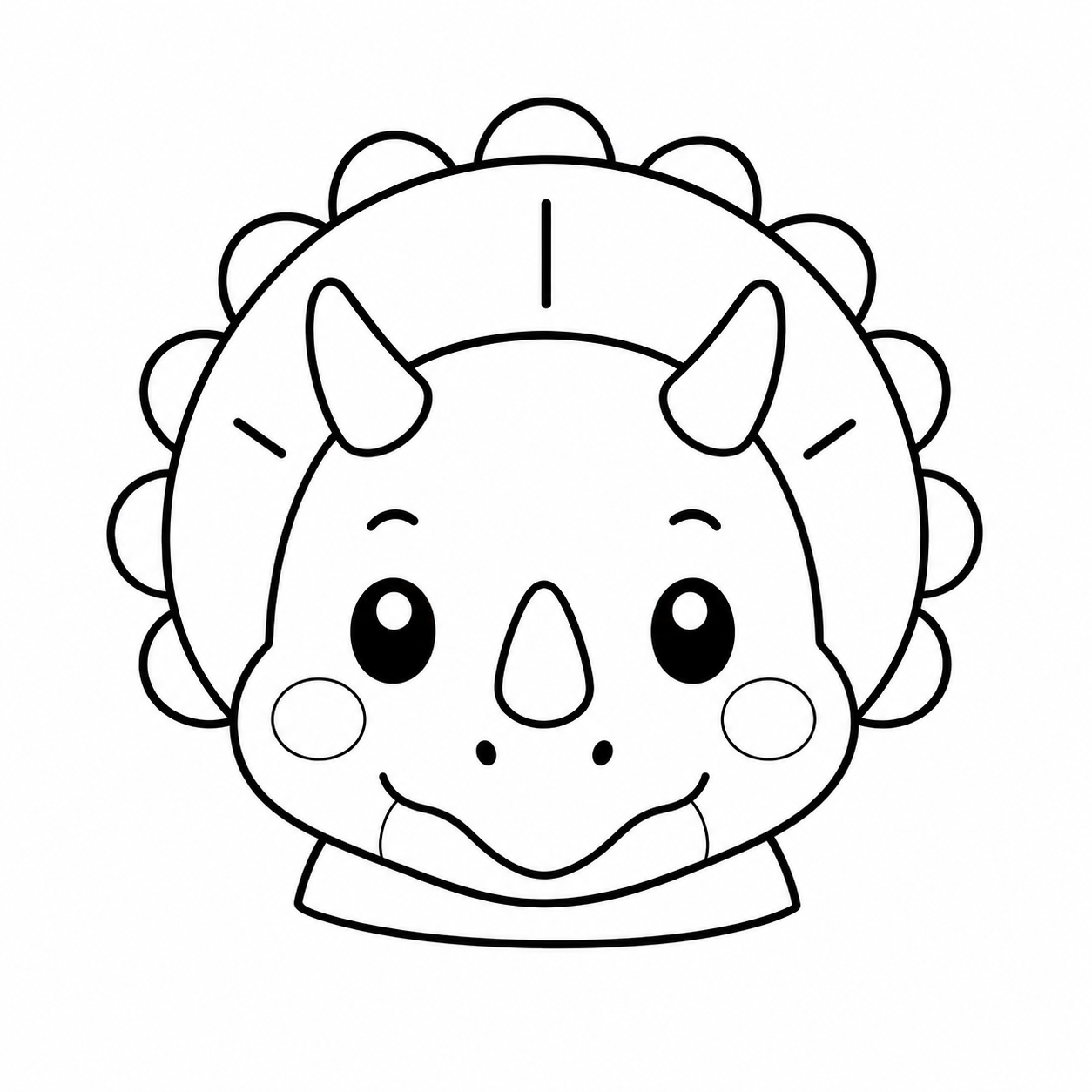 トリケラトプス風のきょうりゅうのぬりえ用線画