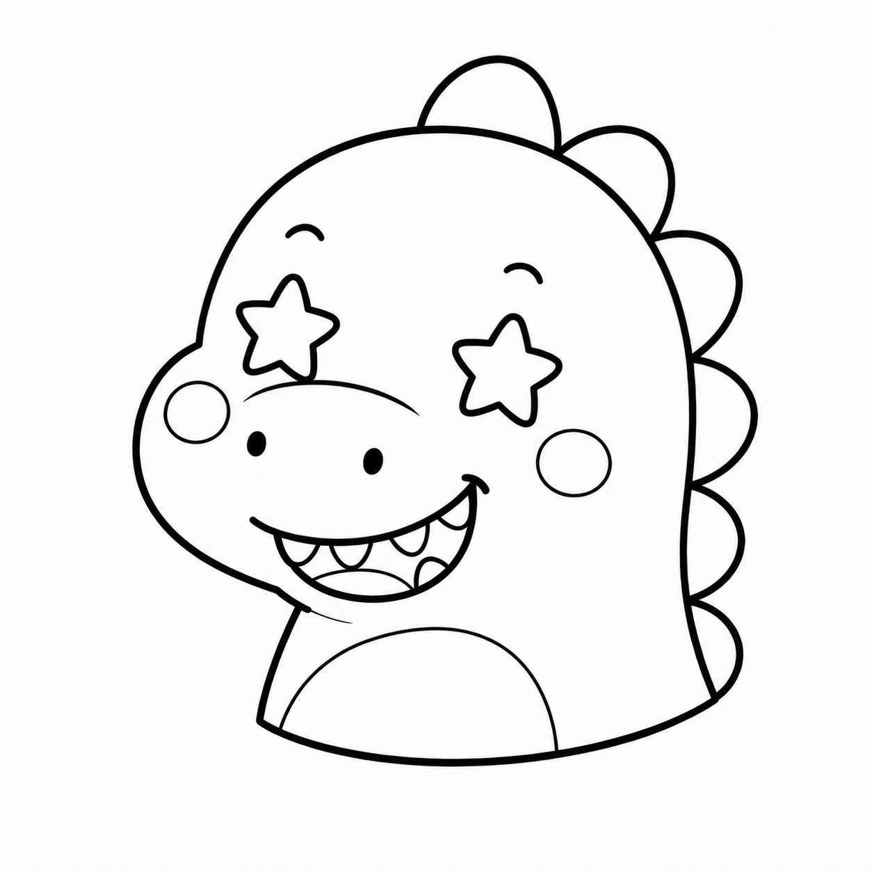目が星の形をしたきょうりゅうのぬりえ用線画