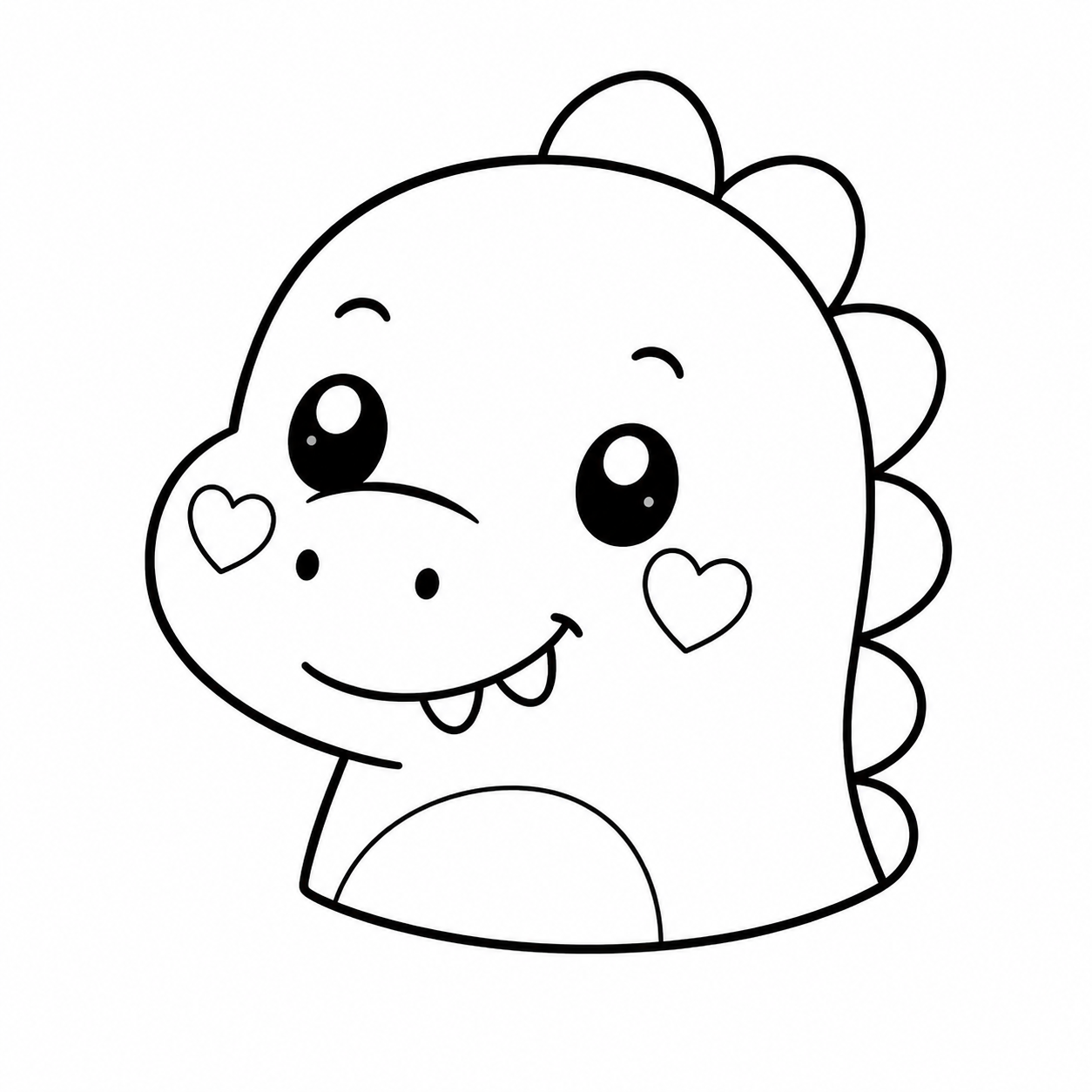 ほっぺにハートが付いたきょうりゅうのぬりえ用線画