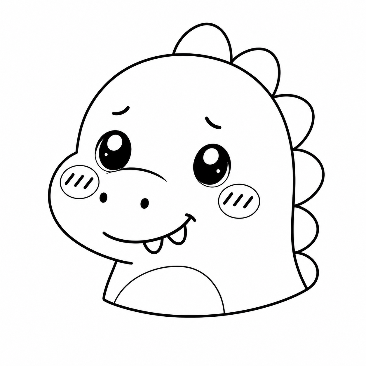 照れたきょうりゅうのぬりえ用線画