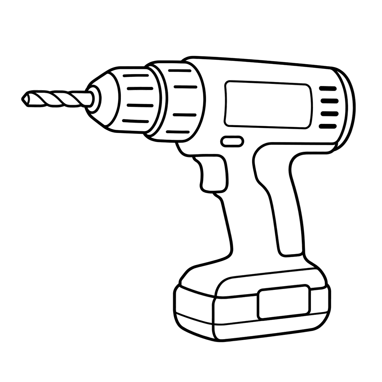 電動ドリルのぬり絵用線画