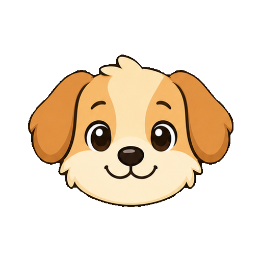 文字がないやさしく笑う犬の顔アイコン