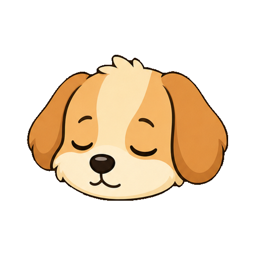 文字や記号がない目を閉じて眠そうな犬の顔アイコン